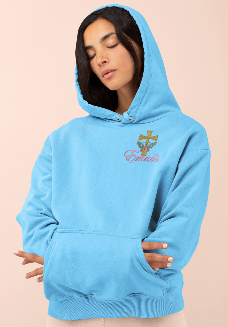 Hoodie Pullover Mujer/Logo Emaus Bordado image 1